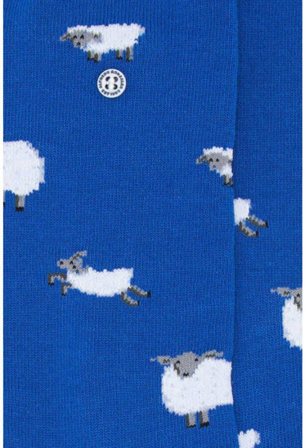 Alfredo Gonzales sokken met all-over schapenprint kobaltblauw