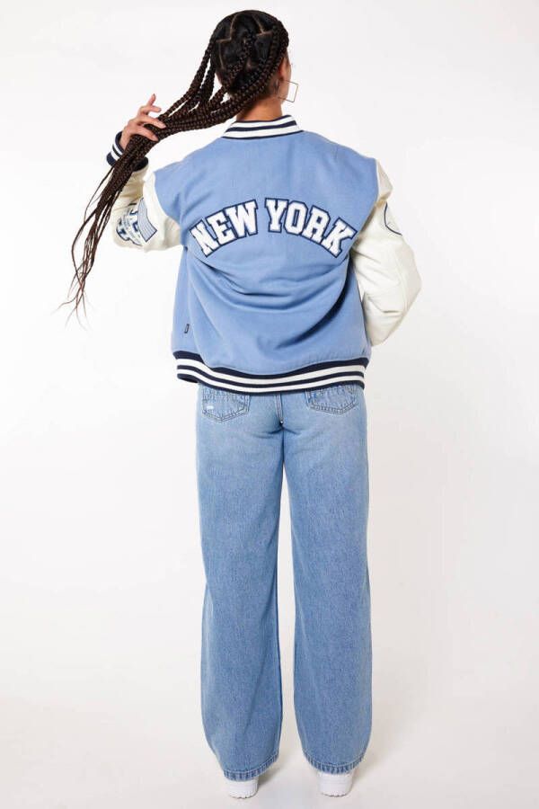 America Today baseball jacket Joey met borduursels blauw wit
