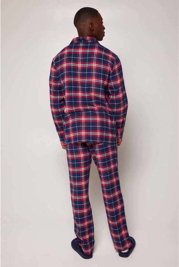 America Today geruite flanellen pyjamatop Nathan blauw rood
