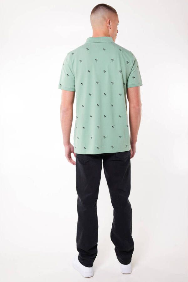 America Today regular fit polo met all over print sage