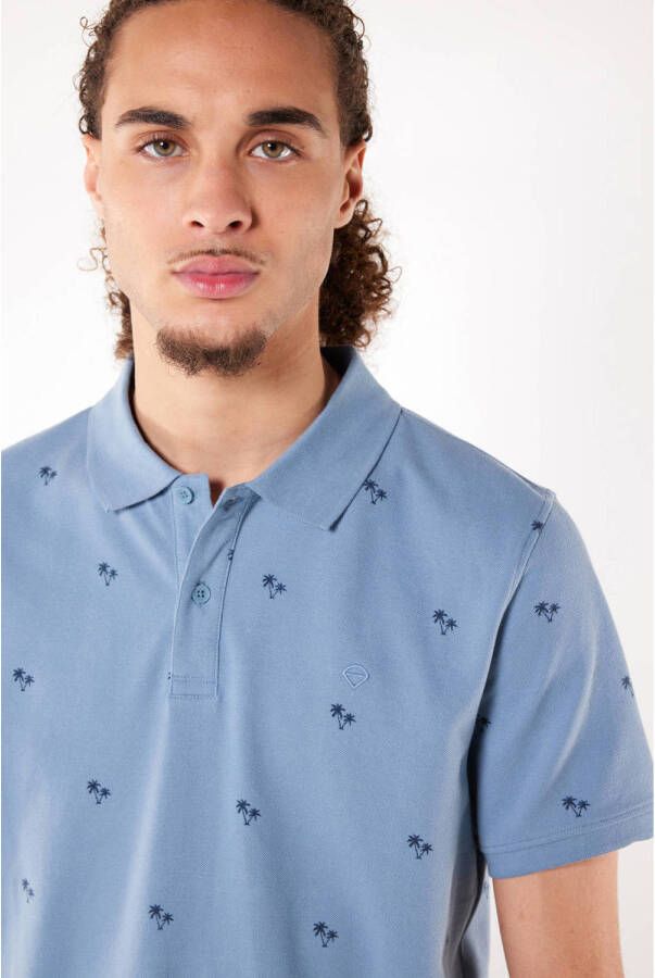 America Today regular fit polo met all over print true blue
