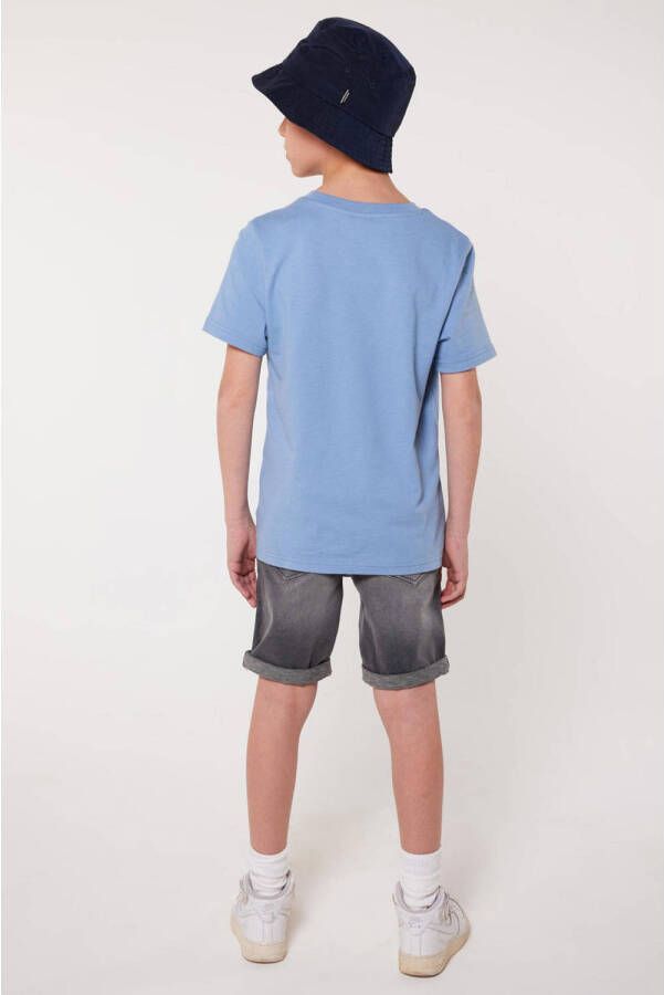 America Today T-shirt Ewan Jr met printopdruk blauw