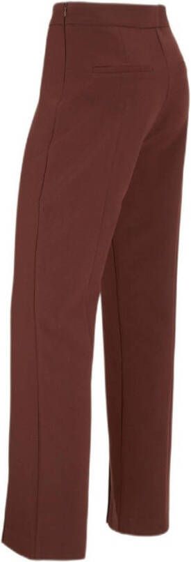 Another-Label high waist flared pantalon Ginger van gerecycled polyester roodbruin