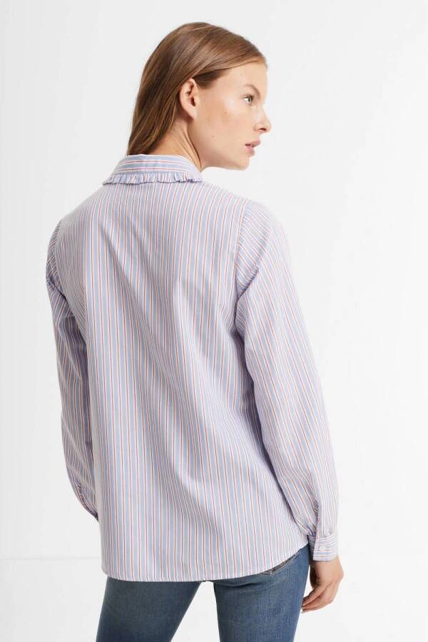 Anytime gestreepte blouse met peter pan kraag lichtblauw - Foto 3