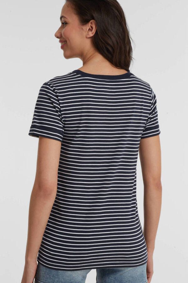 Anytime gestreepte T-shirt donkerblauw wit - Foto 4