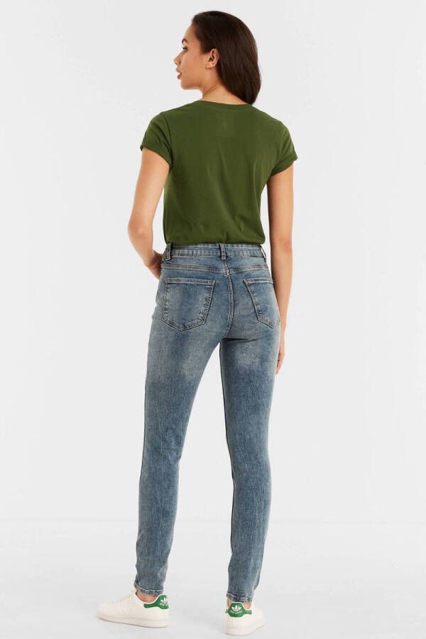 anytime high rise skinny jeans mid blue wash
