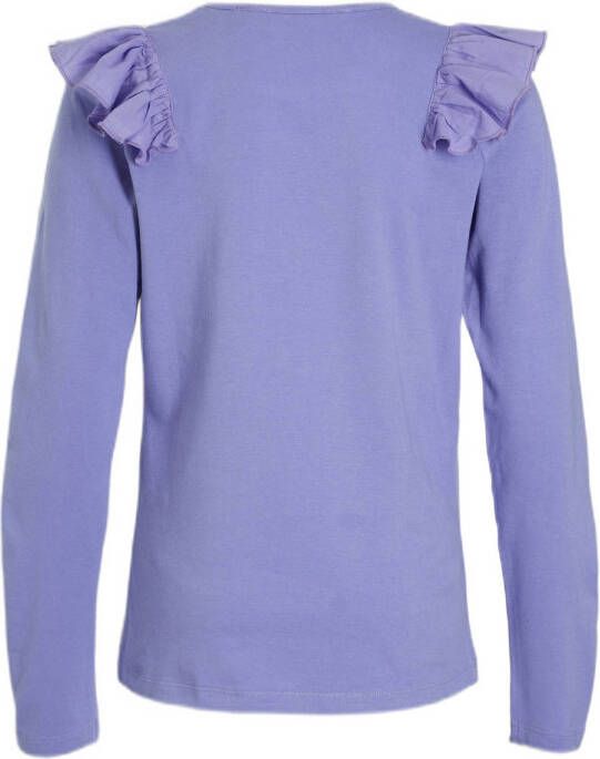 Anytime longsleeve met ruffle paars Meisjes Katoen Ronde hals Effen 134 140 - Foto 2