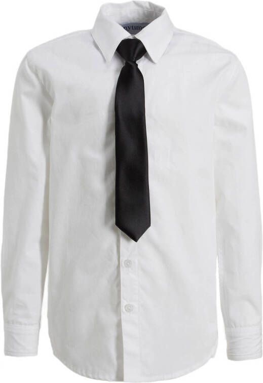 anytime overhemd met stropdas wit