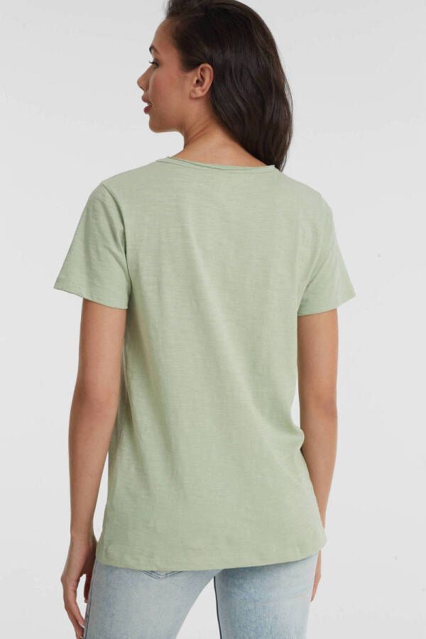 anytime raw edge T-shirt groen
