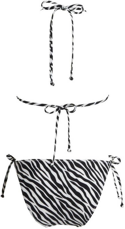 anytime triangel bikini met zebraprint zwart wit