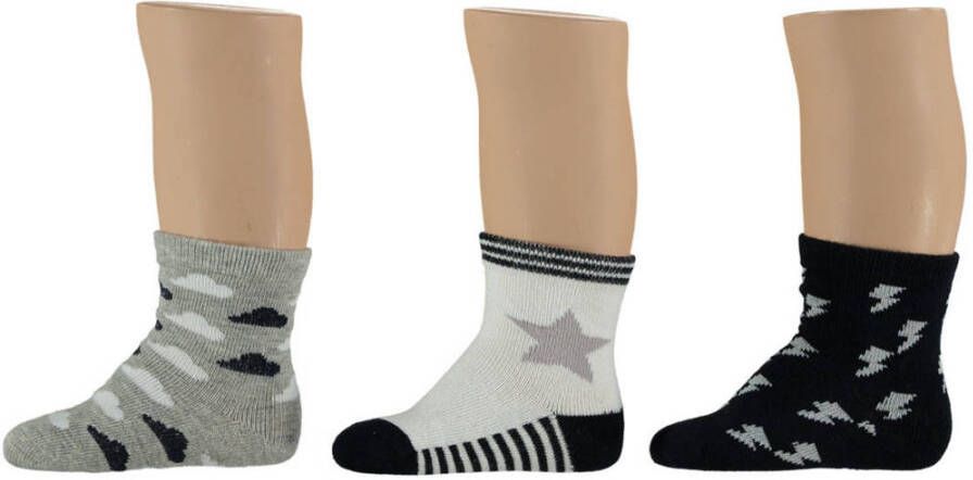 Apollo baby sokken set van 6 zwart wit grijs