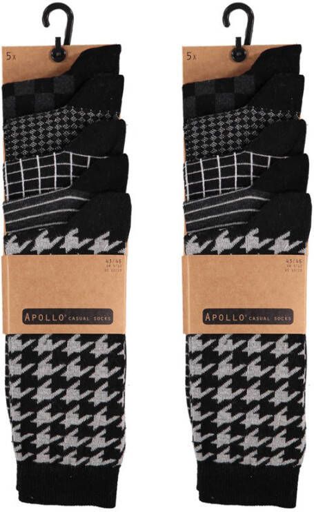 Apollo sokken met all-over print set van 10 zwart