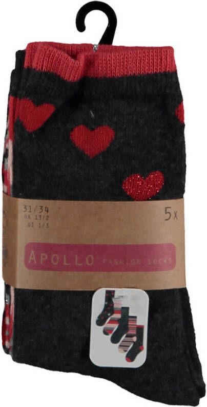 Apollo sokken met all-over-print set van 10 zwart rood