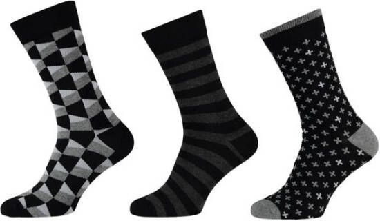 Apollo giftbox sokken met all-over-print set van 3 zwart
