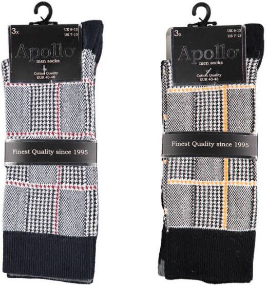 Apollo sokken met all-over print set van 6 zwart