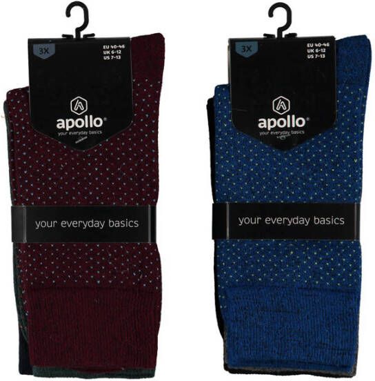 Apollo sokken met stippen set van 6 zwart