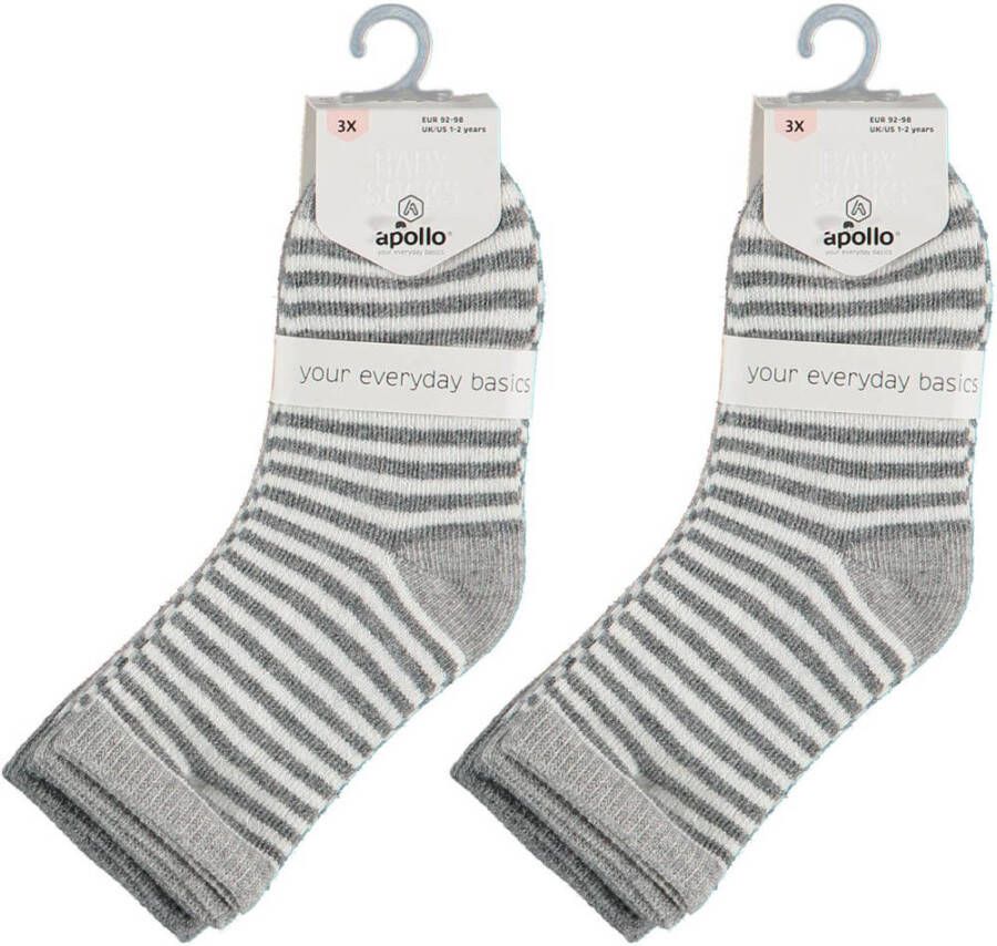 Apollo sokken set van 6 grijs wit