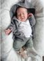 Babystyling baby corduroy regular fit broek groen Effen 80 - Thumbnail 2