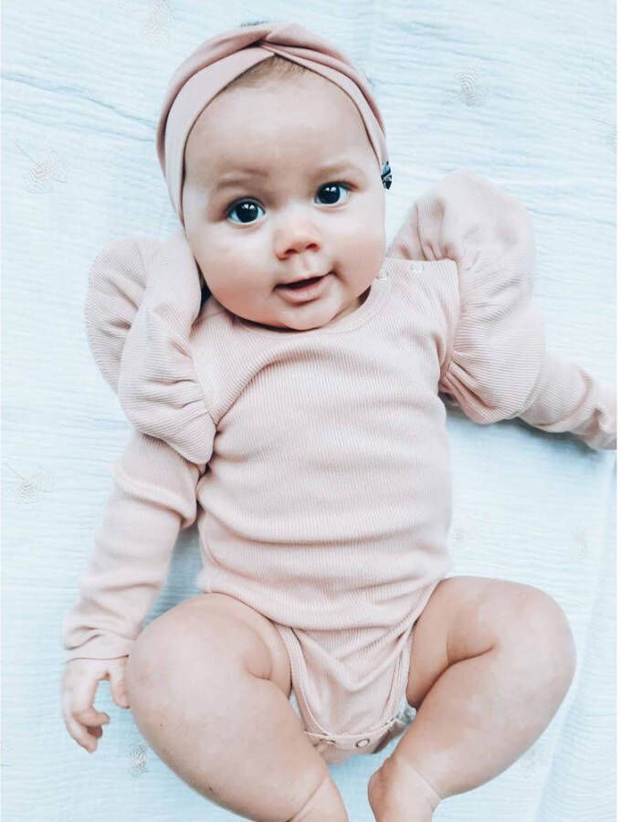 Babystyling romper met ruches oudroze
