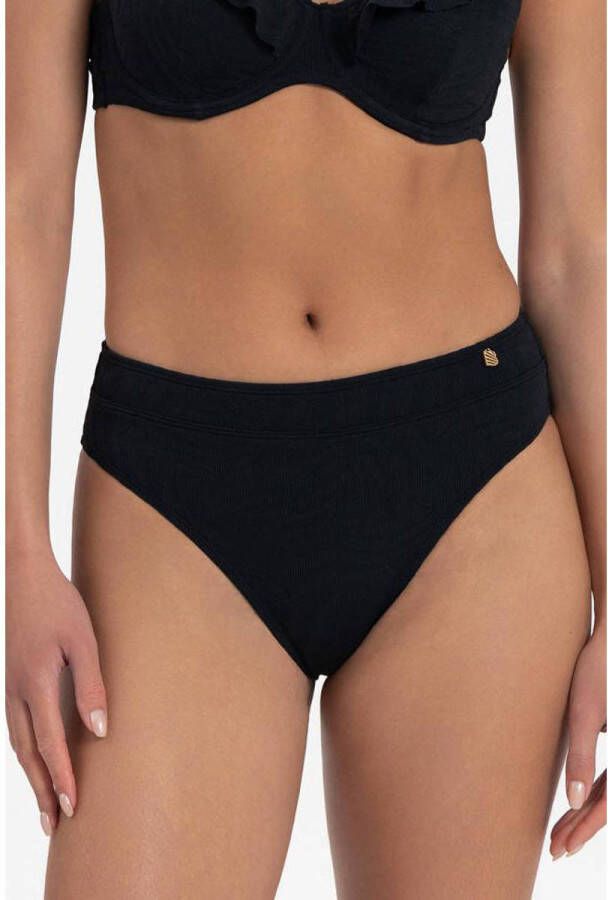Beachlife high waist bikinibroekje met textuur zwart