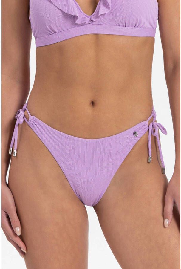 Beachlife strik bikinibroekje met textuur paars