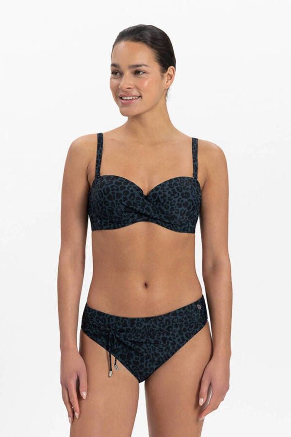 Beachlife voorgevormde strapless bandeau bikinitop met panterprint donkerblauw zwart - Foto 2