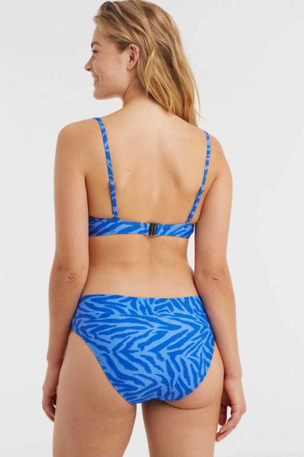 BEACHWAVE bikinibroekje met zebraprint blauw