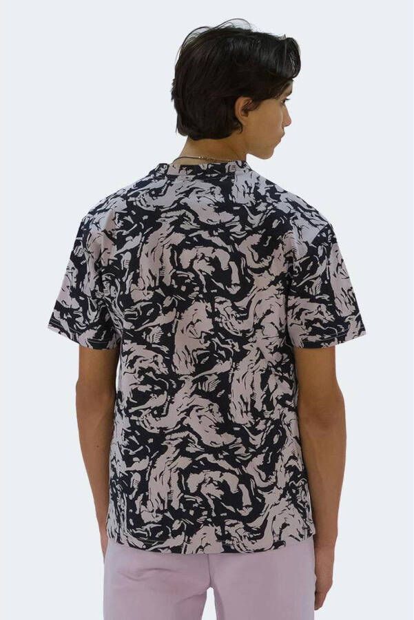 Bellaire T-shirt met all over print zwart paars