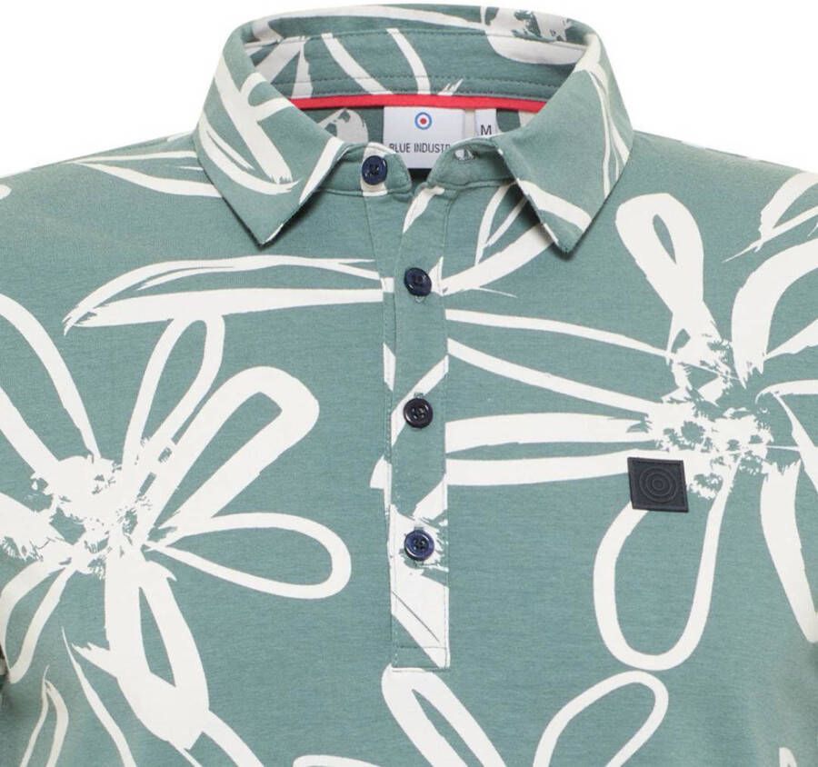 Blue Industry polo met all over print green