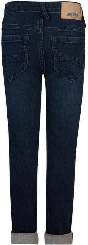 Blue Rebel slim fit jeans denim blue black Blauw Jongens Stretchdenim Effen 116