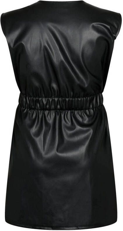 blush By Zizzi imitatieleren A-lijn jurk met ceintuur zwart