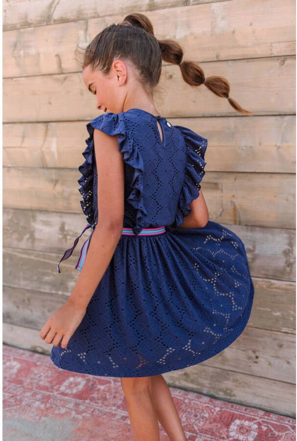 B.Nosy jurk B.Cute met tekst en ruches donkerblauw