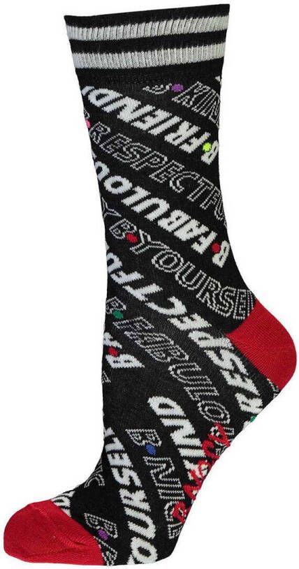B.Nosy sokken met all-over print zwart rood wit
