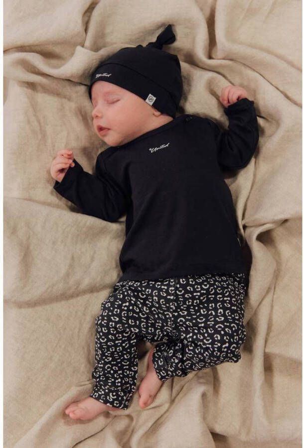 Born by Kiddo United baby regular fit broek met biologisch katoen antraciet wit