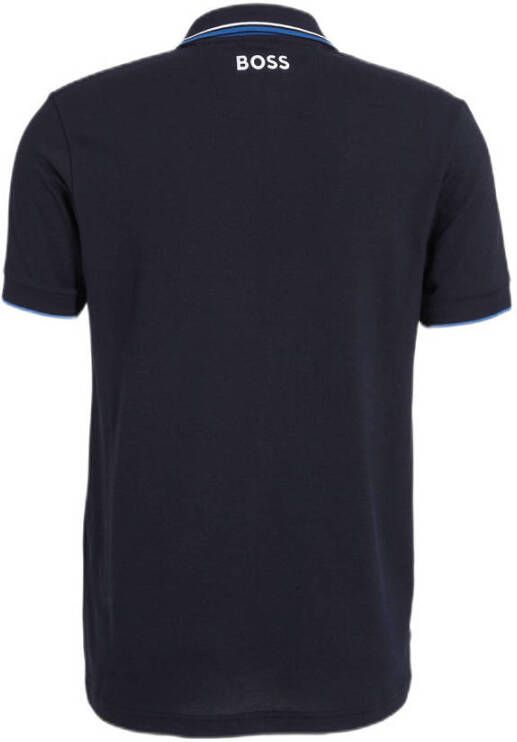 BOSS Athleisure polo Paddy Pro met contrastbies dark blue