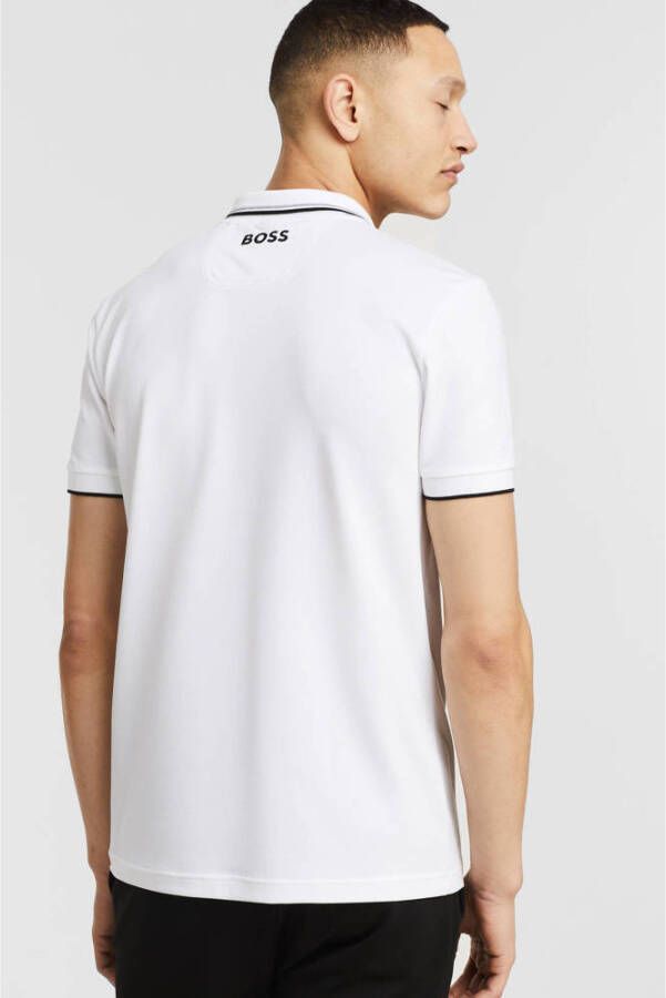 BOSS Athleisure polo Paddy Pro met contrastbies white