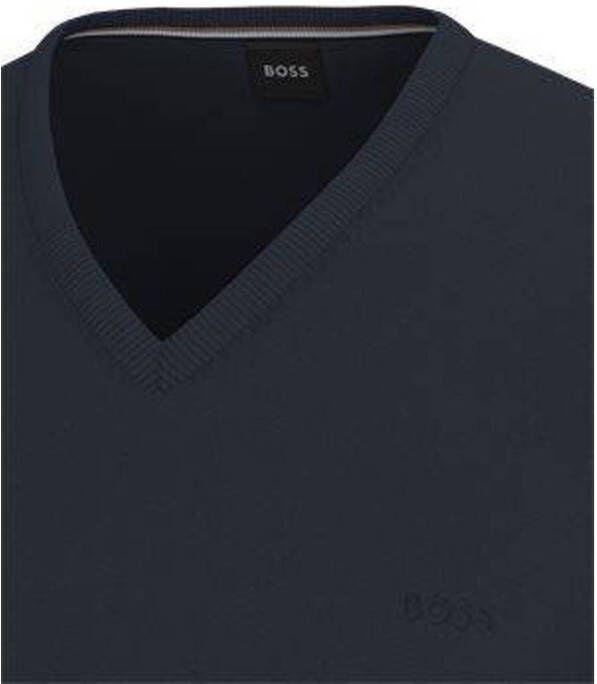 BOSS fijngebreide wollen trui Baram dark blue