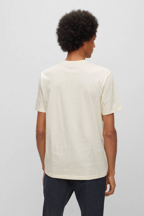 BOSS regular fit T-shirt TeeShark met printopdruk light beige