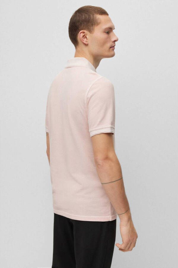 BOSS slim fit polo Prime open pink
