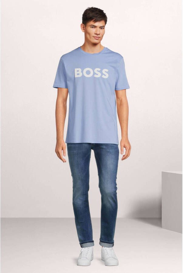 BOSS T-shirt met logo open blue