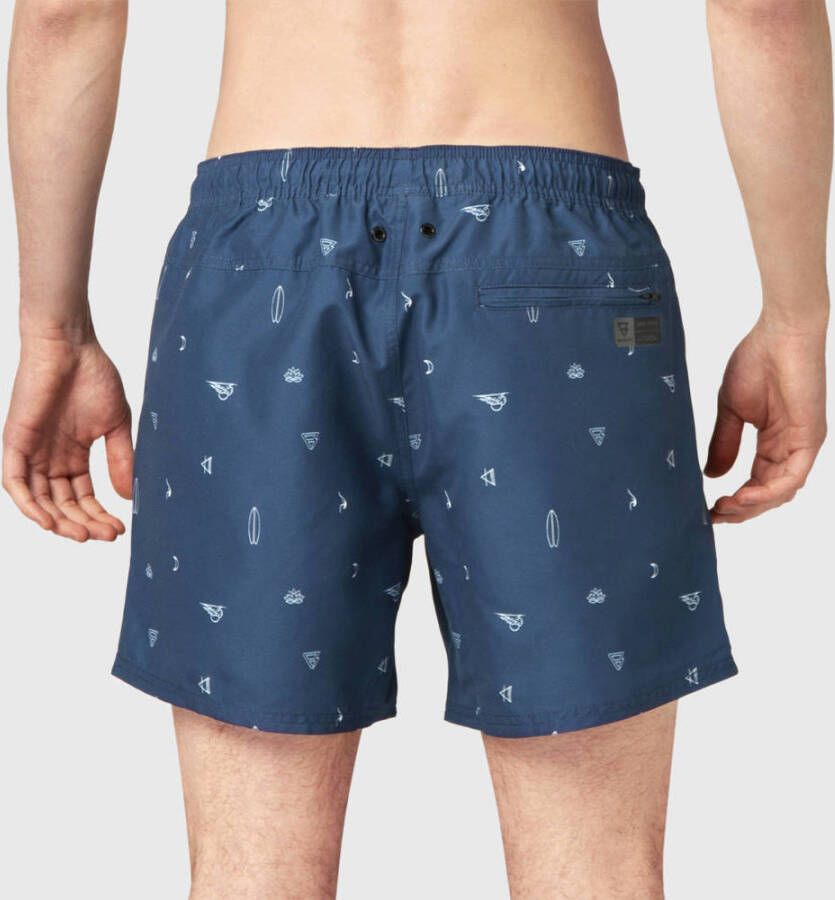 Brunotti zwemshort Crun met all over print donkerblauw