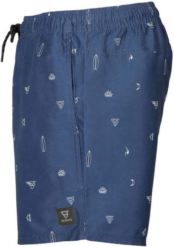 Brunotti zwemshort Crun met all over print donkerblauw