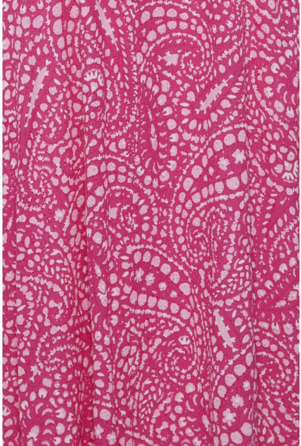 B.Young jurk met paisleyprint en ceintuur roze