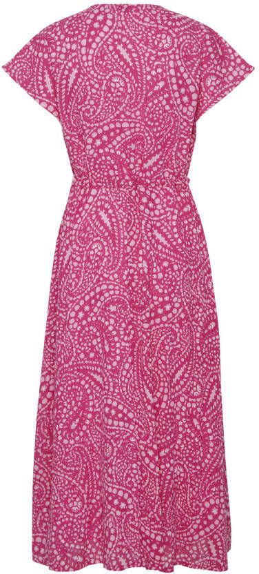 B.Young jurk met paisleyprint en ceintuur roze