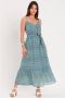 Cache maxi jurk met all over print en volant donkerblauw turquoise - Thumbnail 2