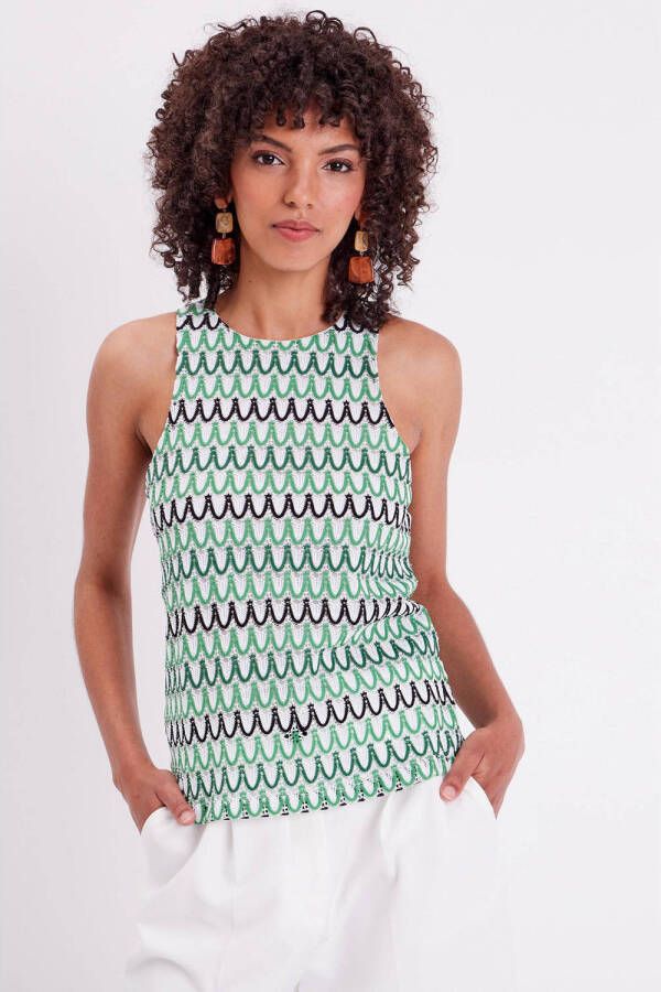 Cache crochet top groen wit