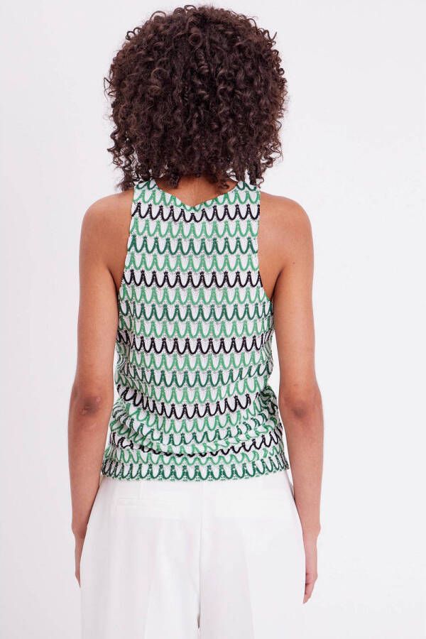 Cache crochet top groen wit