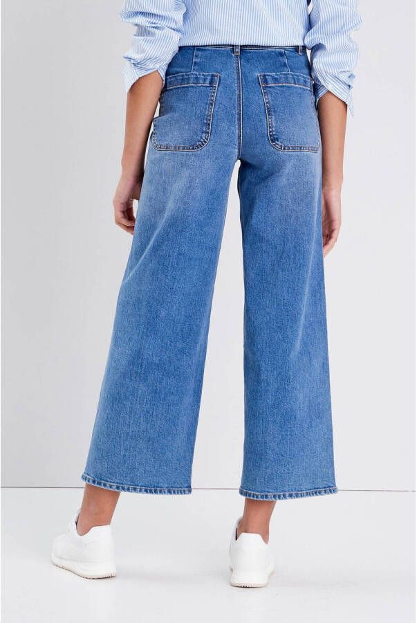 Cache cropped high waist wide leg jeans denim double stone