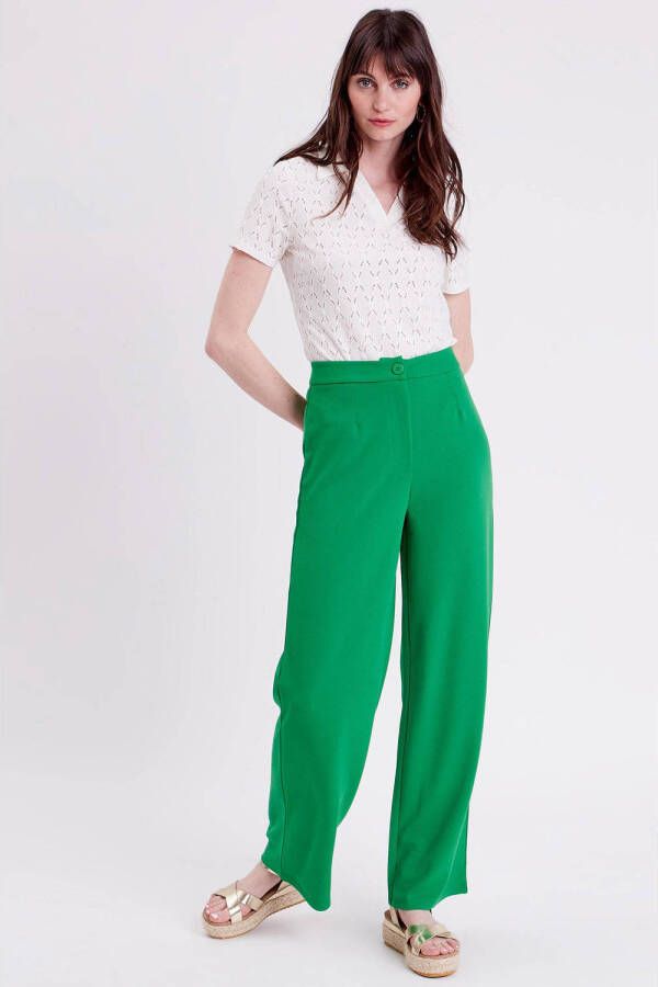 Cache high waist wide leg pantalon groen
