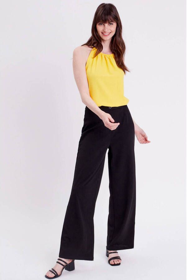 Cache high waist wide leg pantalon zwart - Foto 2